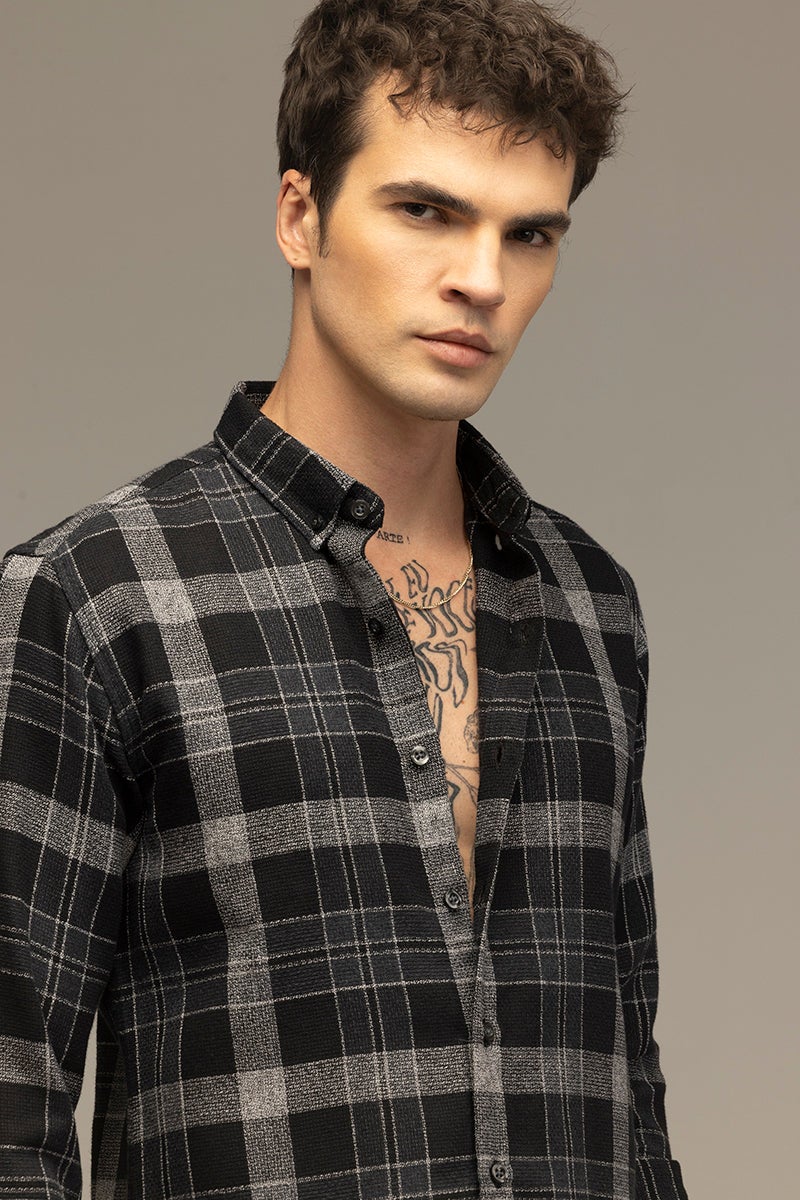 SNITCH Lane Grid Black Checks Shirt - Image 4